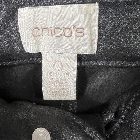 Chico's The Ultimate Fit Jeggings Faux Leather Leggings Black Slim Chico's sz 0 - Picture 7 of 11